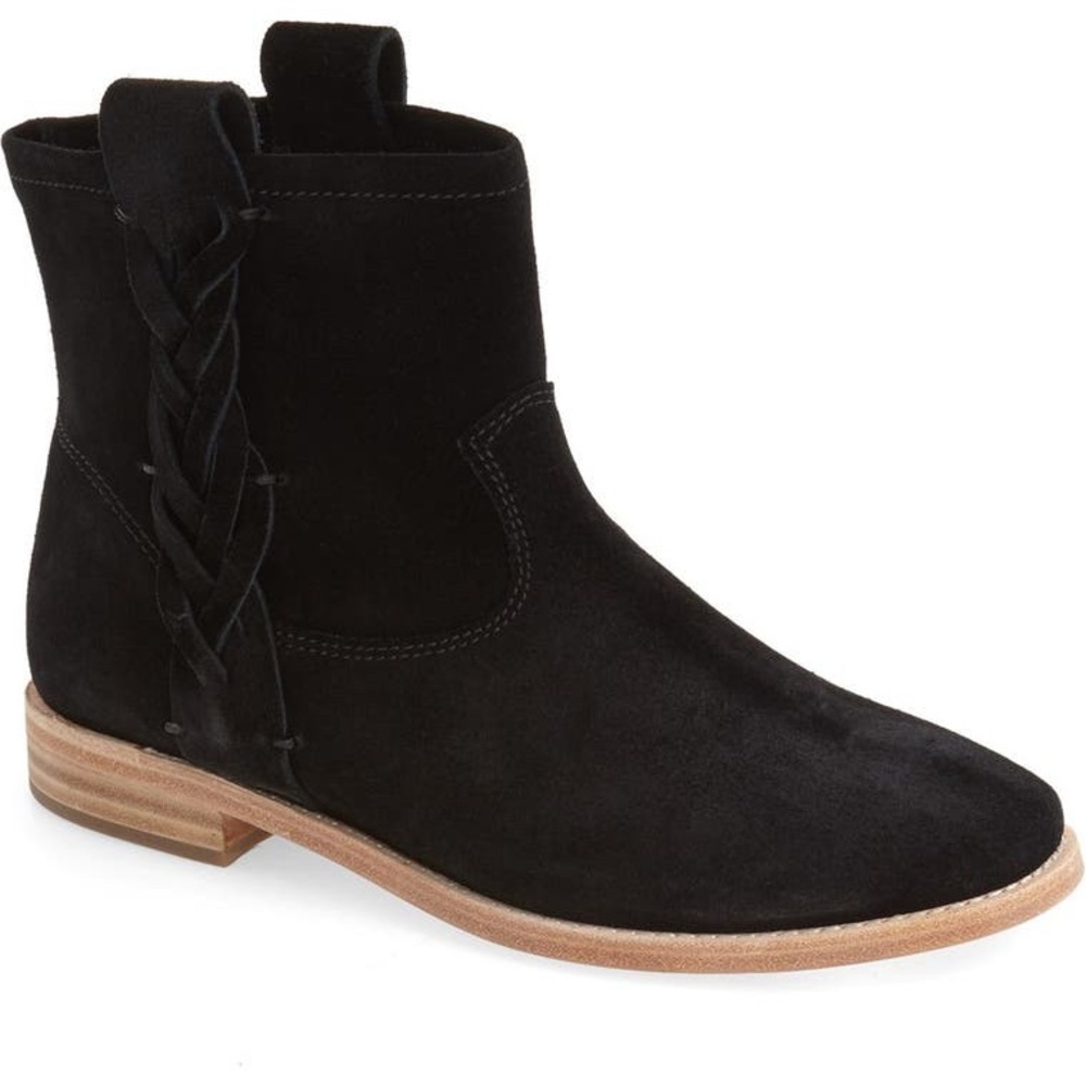 Soludos Braided Black Suede Ankle Boots 6.5